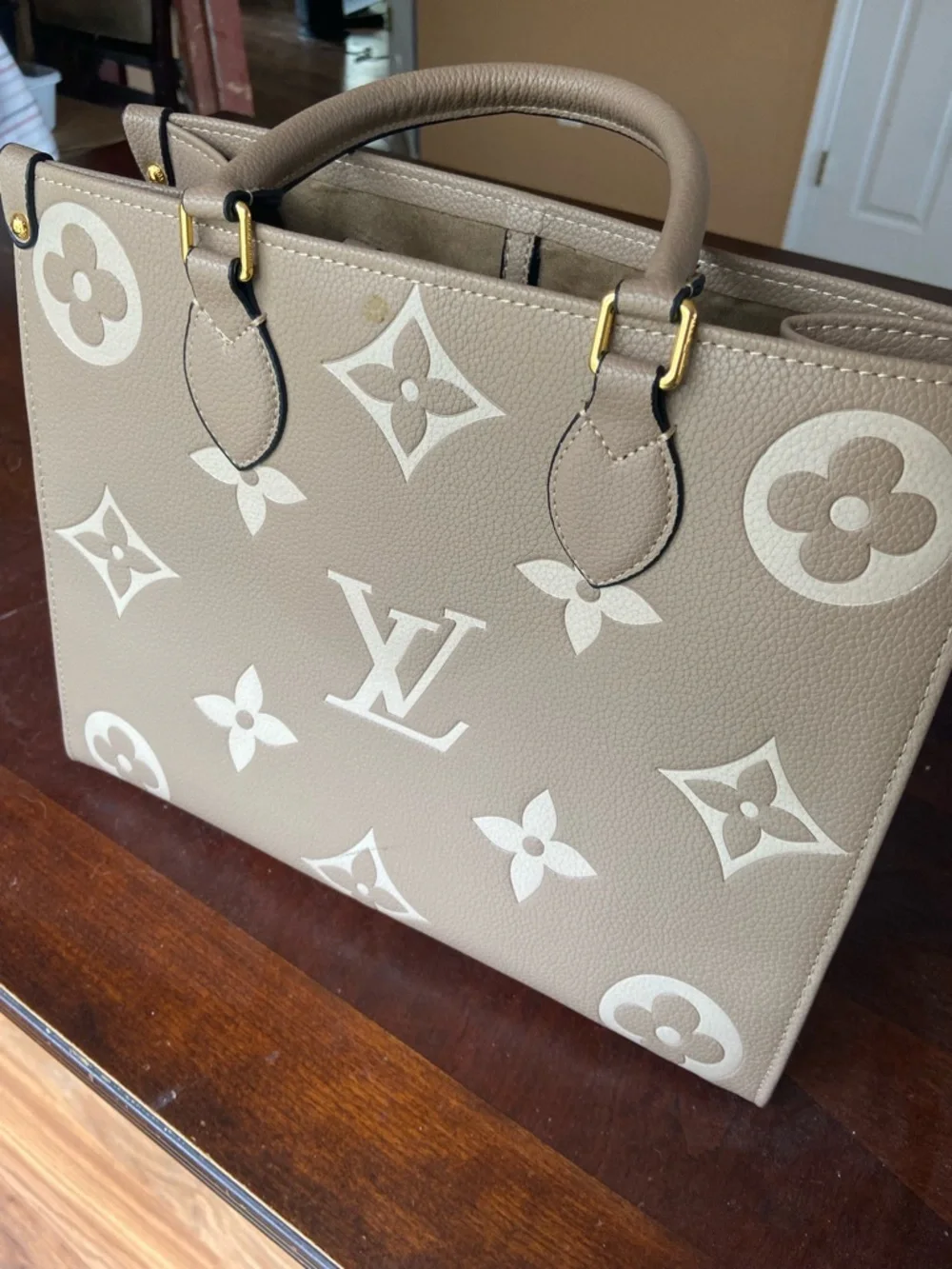 Louis Vuitton Taupe Monogram OnTheGo Satchel - Picture 2 of 3